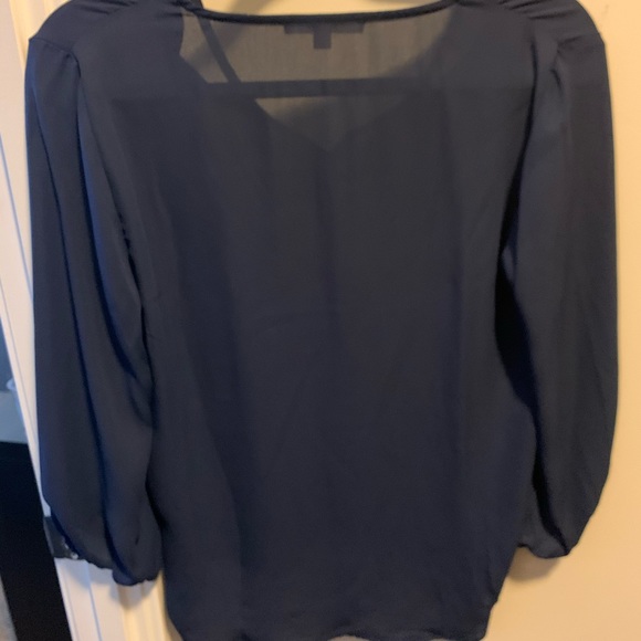 Navy V-Neck Detail Blouse - Picture 4 of 5